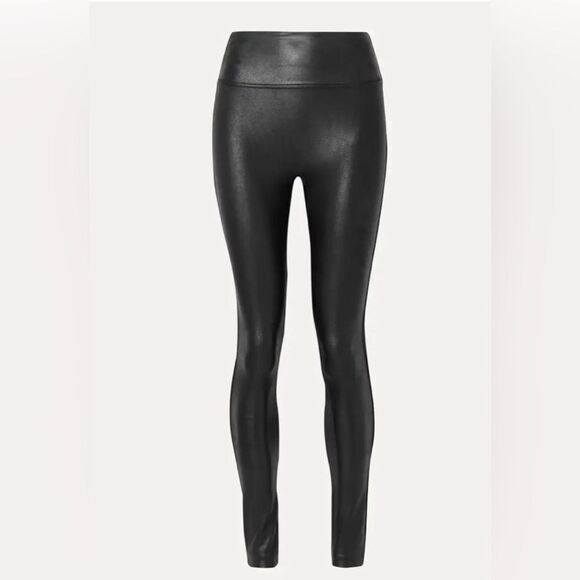 SPANX Faux Leather Women’s Size L Black Shaping Leggings GUC - Picture 1 of 12